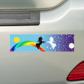 Dans van de eenhoorns bumpersticker (Op auto)