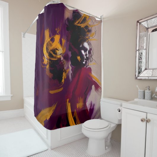 Dans Van De Geest – Expressieve Abstracte Figuur Douchegordijn (In situ)