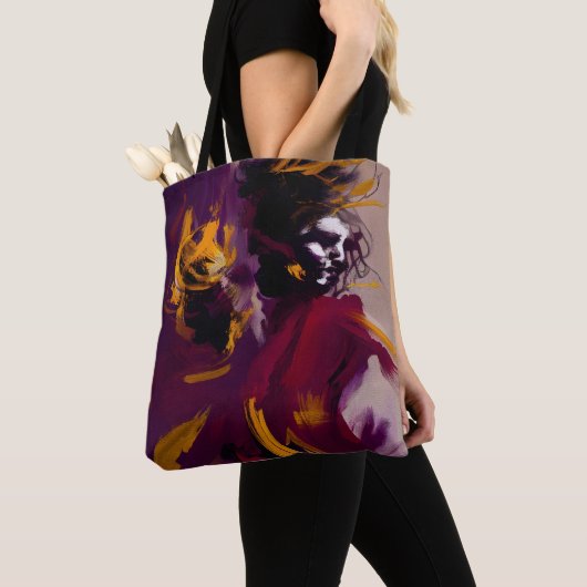 Dans van de Geest – Expressieve Abstracte Figuur Tote Bag (Dichtbij)