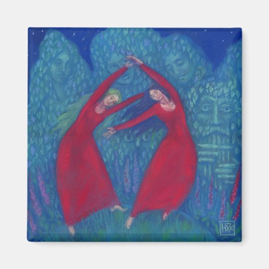 Dans van de heksen, pastelschilderij, fantasiekuns magneet (Voorkant)