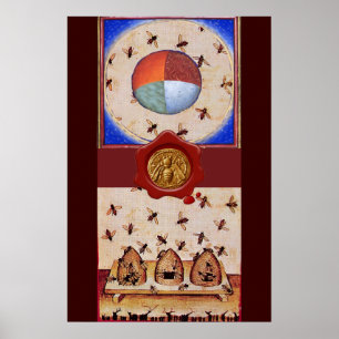 DANS VAN DE HONIJNEN, 4 ELEMENTEN, Rode-waszegel Poster