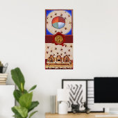 DANS VAN DE HONIJNEN, 4 ELEMENTEN, Rode-waszegel Poster (Thuiskantoor)