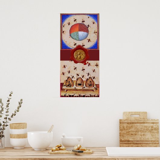 DANS VAN DE HONIJNEN, 4 ELEMENTEN, Rode-waszegel Poster (Keuken)