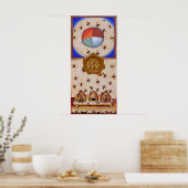 DANS VAN DE HONIJNEN MET 4 ELEMENTEN, waxzegel Poster (Keuken)