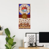 DANS VAN DE HONIJNEN MET 4 ELEMENTEN, waxzegel Poster (Thuiskantoor)