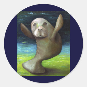 Dans van de Manatee Ronde Sticker