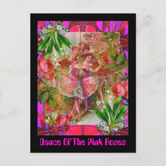 Dans van de roze rozen briefkaart (Voorkant)