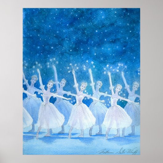 Dans van de Snowflakes Art Print (Voorkant)