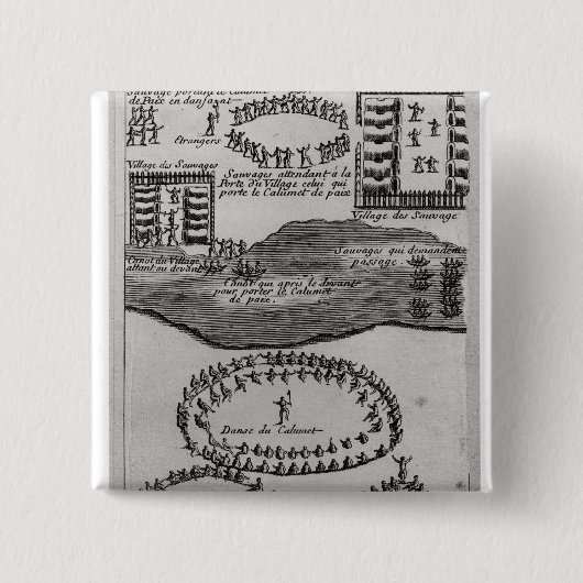 Dans van de vredesleiding van de Iroquois Vierkante Button 5,1 Cm (Voorkant)