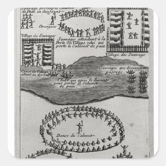 Dans van de vredesleiding van de Iroquois Vierkante Sticker (Voorkant)