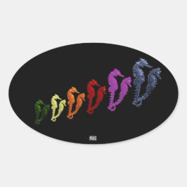 Dans van de zeepaarden Pop art. 1 Ovale Sticker