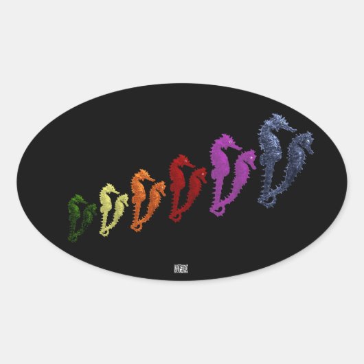 Dans van de zeepaarden Pop art. 1 Ovale Sticker (Voorkant)