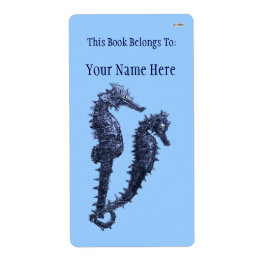 Dans van de zeepaardjes (blauw) (Bookplate) Etiket