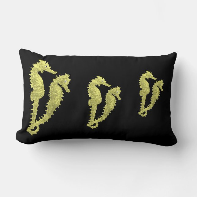 Dans van de zeepaardjes (geel) kussen (Voorkant)