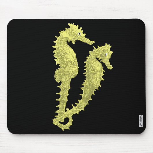 Dans van de zeepaardjes (geel) muismat (Voorkant)