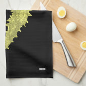 Dans van de zeepaardjes (geel) theedoek (Quarter Fold)