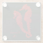 Dans van de zeepaardjes (rood) glazen onderzetter (Achterkant)