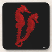 Dans van de zeepaardjes (rood) onderzetter (Voorkant)