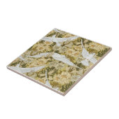 Dans van Doves White Cream Leaves Tegeltje (Zijkant)