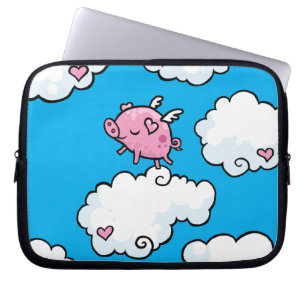 Dans van een varken op de hoes van een clouds-lapt