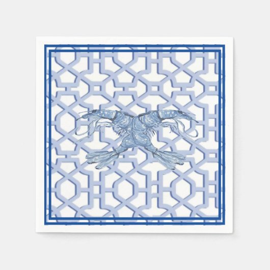 Dans van het Blue Shrimp Paper Bord Servet (Voorkant)