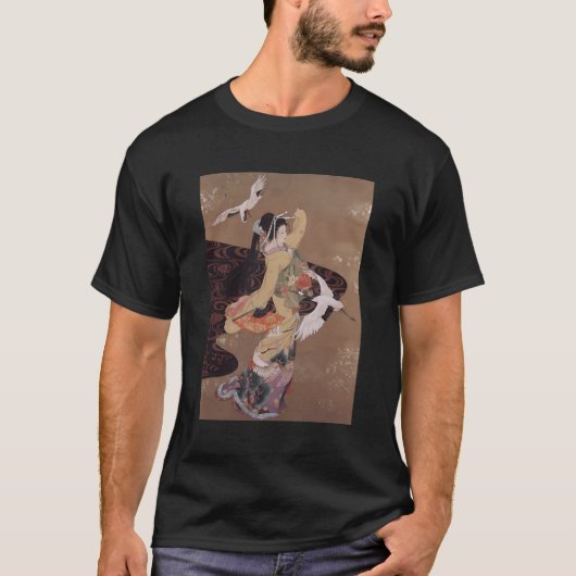 Dans van kranen Japanse retro kunst T-shirt (Voorkant)