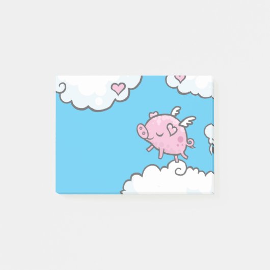 Dans van vliegende varkens op wolkennota post-it® notes (Voorkant)