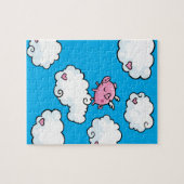 Dans van vliegende varkens op wolkenpuzzel legpuzzel (Horizontaal)