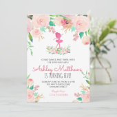 Dans verjaardag, ballerina, verjaardagsuitnodiging kaart (Staand voorkant)