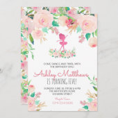 Dans verjaardag, ballerina, verjaardagsuitnodiging kaart (Voorkant / Achterkant)