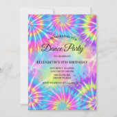 Dans Verjaardagsfeest Tie Dye Glow Dans Disco Kaart (Voorkant)