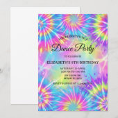 Dans Verjaardagsfeest Tie Dye Glow Dans Disco Kaart (Voorkant / Achterkant)