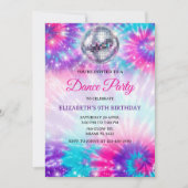 Dans Verjaardagsfeest Tie Dye Glow Dans Disco Kaart (Voorkant)