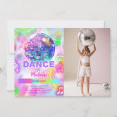 Dans Verjaardagsfeestje Neon Glow Foto Kaart (Voorkant)