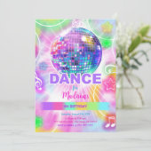 Dans Verjaardagsfeestje Neon Glow Kaart (Staand voorkant)