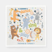 Dans, zing en speel verjaardagsfeestje voor kinder servet (Voorkant)