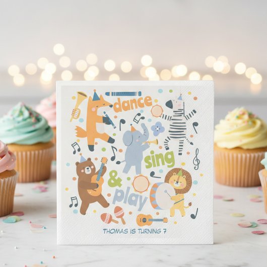 Dans, zing en speel verjaardagsfeestje voor kinder servet