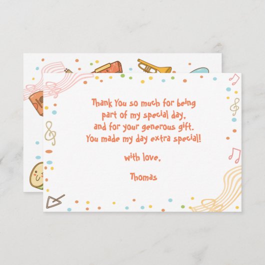 Dans zingen en spelen kinderen verjaardag bedankkaart (Voorkant / Achterkant)