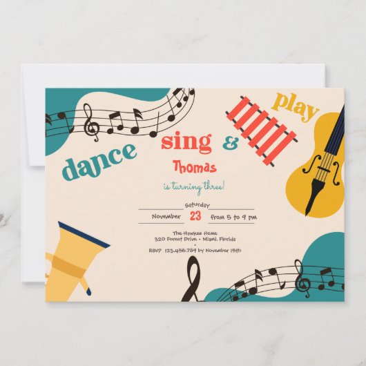 Dans zingen en spelen kinderen verjaardag kaart (Voorkant)