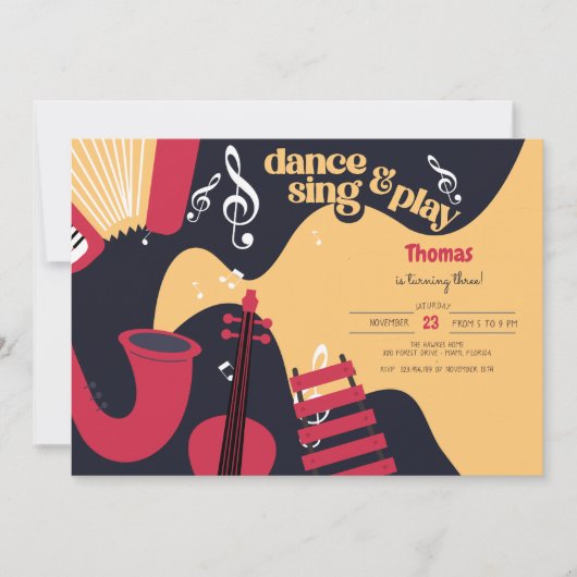 Dans zingen en spelen kinderen verjaardag kaart (Voorkant)