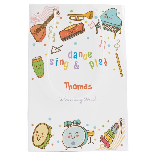 Dans zingen en spelen kinderen verjaardag medium cadeauzakje (Voorkant)