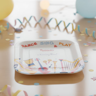 Dans zingen en spelen kinderen verjaardag papieren bordje