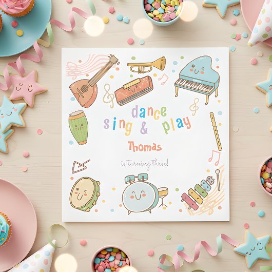 Dans zingen en spelen kinderen verjaardag servet