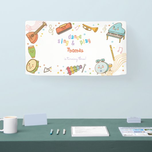 Dans zingen en spelen kinderen verjaardag spandoek (Beurs)
