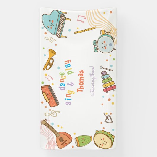 Dans zingen en spelen kinderen verjaardag spandoek (Verticaal)