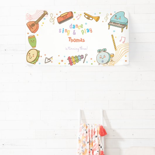 Dans zingen en spelen kinderen verjaardag spandoek (Insitu)