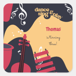 Dans zingen en spelen kinderen verjaardag vierkante sticker