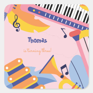 Dans zingen en spelen kinderen verjaardag vierkante sticker