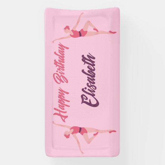 Dansballerina gepersonaliseerd Happy Birthday Pink Spandoek (Verticaal)