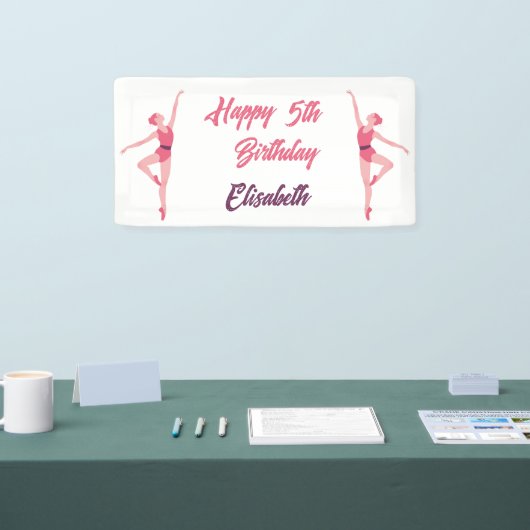 Dansballerina personalisatie Gelukkige Verjaardag Spandoek (Beurs)